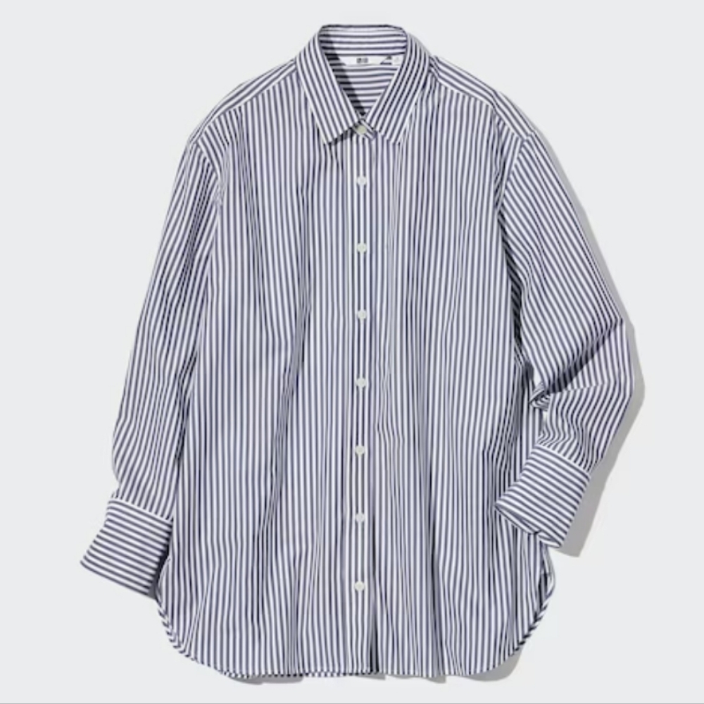 Uniqlo Navy and White Striped Shirt